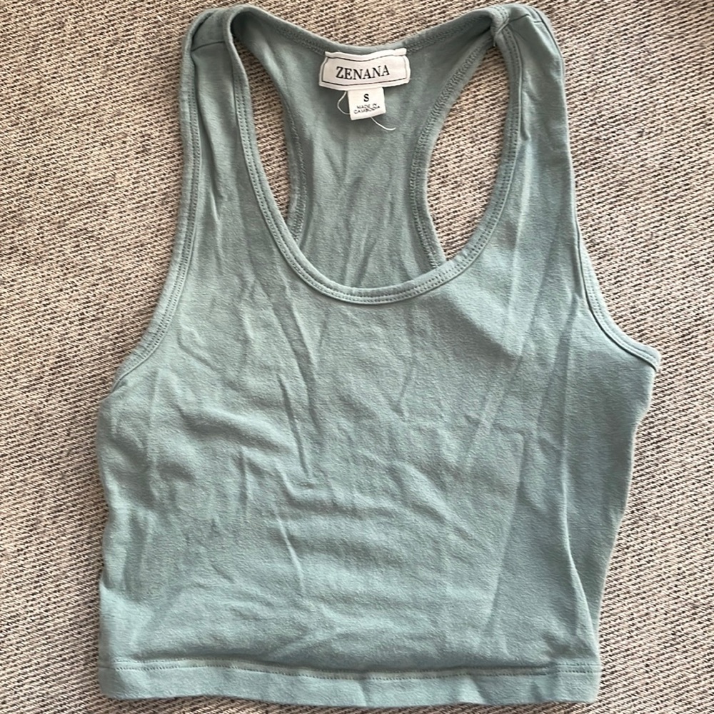 Size Small Zenana Turquoise Cropped Workout Top